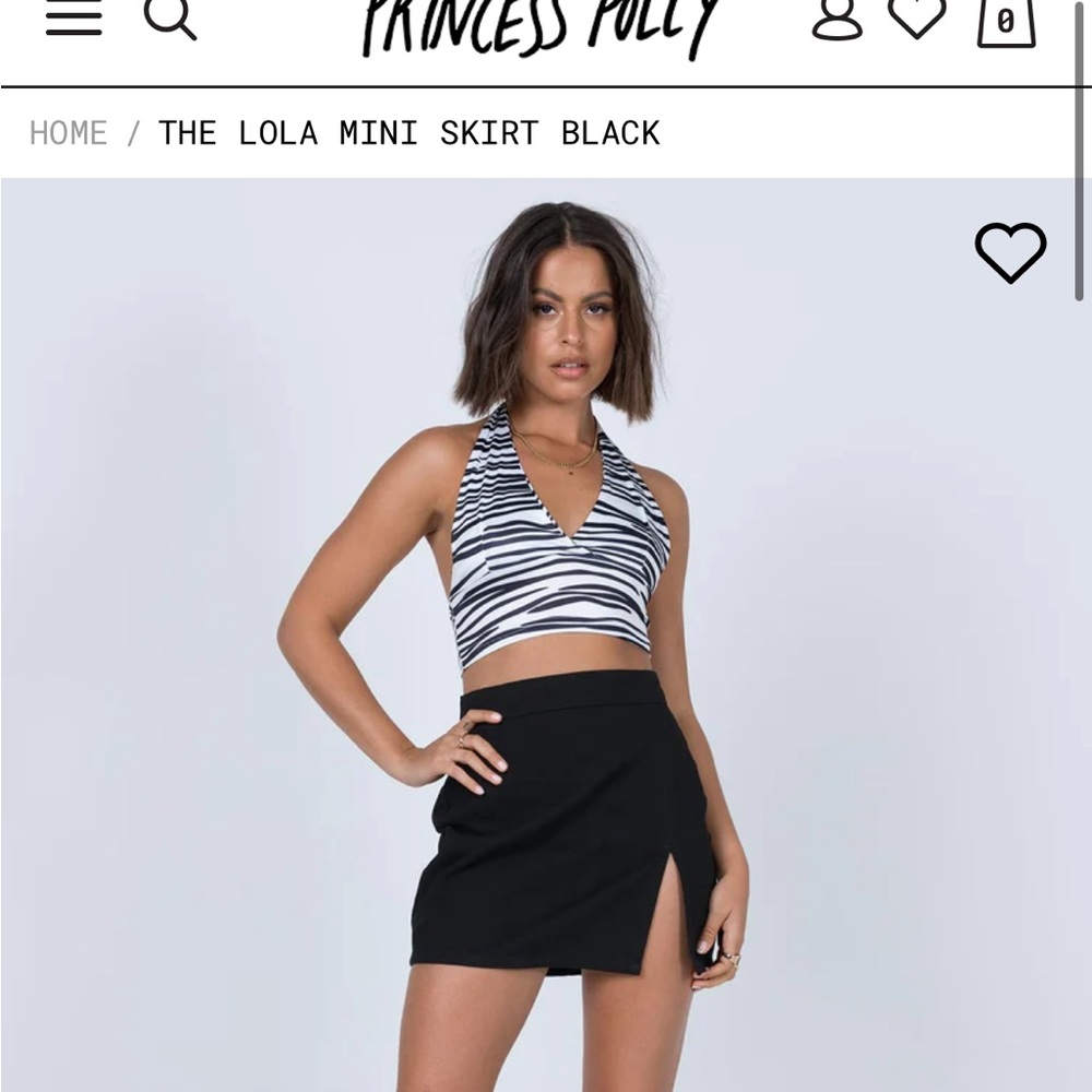 Princess Polly lioness black denim slit skirt